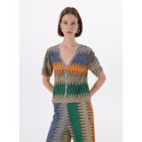 Fabrika V Yaka Çok Renkli Bluz, F5SL-BLZ0232
