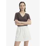 Fabrika V Yaka Düz T-Shirt, XS, 5003328023, Kahve, Kadın