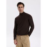 Fabrika Yarım Balıkçı Yaka Basic Düz Kahve Erkek Kazak F5WM-KZK 2554 - 2XL
