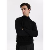Fabrika Yarım Balıkçı Yaka Basic Düz Siyah Erkek Kazak F5WM-KZK 2554 - 3XL
