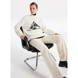 Fabrika Yarım Balıkçı Yaka Loose Fit Jakarlı Ekru Kazak Kadın F5WL-KZK0263 - XL