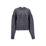 Fabrika Yarım Balıkçı Yaka Loose Fit Taşlı Antrasit Kazak Kadın F5WL-KZK0307 - XS