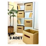 fabrikantep 3 Adet Jüt Kapaksız Dolap Içi Çamaşır Oyuncak Düzenleyici Katlanır Saklama Kutusu Organizer 30x30x30