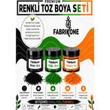 Fabrikone 3'lü Set Premium Parafin Soya Wax Toz Mum Boyası Hobi Seti - 10 cc (Siyah, Yeşil, Turuncu) BKFAB3SYT10G
