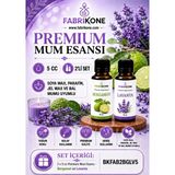 Fabrikone Premium Mum Esansı 5 cc 2'li Set - Bergamot, Lavanta - Soya Wax, Parafin, Jel Wax ve Bal Mumu Uyumlu BKFAB2BGLV5 - Şeffaf