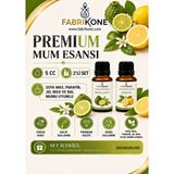 Fabrikone Premium Mum Esansı 5 cc 2'li Set - Bergamot, Limon - Soya Wax, Parafin, Jel Wax ve Bal Mumu Uyumlu BKFAB2BGLM5 - Şeffaf