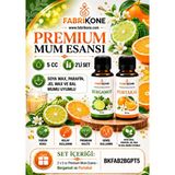 Fabrikone Premium Mum Esansı 5 cc 2'li Set - Bergamot, Portakal - Soya Wax, Parafin, Jel Wax ve Bal Mumu Uyumlu BKFAB2BGPT5 - Şeffaf