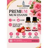 Fabrikone Premium Mum Esansı 5 cc 2'li Set - Çilek, Gül - Soya Wax, Parafin, Jel Wax ve Bal Mumu Uyumlu BKFAB2CKGL5 - Şeffaf