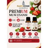Fabrikone Premium Mum Esansı 5 cc 2'li Set - Çilek, Hindistan Cevizi - Soya Wax, Parafin, Jel Wax ve Bal Mumu Uyumlu BKFAB2CKHC5 - Şeffaf