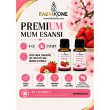 Fabrikone Premium Mum Esansı 5 cc 2'li Set - Çilek, Japon Kirazı - Soya Wax, Parafin, Jel Wax ve Bal Mumu Uyumlu BKFAB2CKJK5 - Şeffaf