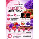 Fabrikone Premium Mum Esansı 5 cc 2'li Set - Çilek, Menekşe - Soya Wax, Parafin, Jel Wax ve Bal Mumu Uyumlu BKFAB2CKME5 - Şeffaf