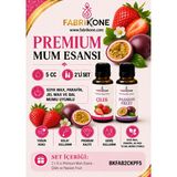 Fabrikone Premium Mum Esansı 5 cc 2'li Set - Çilek, Passion Fruit - Soya Wax, Parafin, Jel Wax ve Bal Mumu Uyumlu BKFAB2CKPF5 - Şeffaf