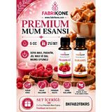 Fabrikone Premium Mum Esansı 5 cc 2'li Set - Frambuaz, Karamel - Soya Wax, Parafin, Jel Wax ve Bal Mumu Uyumlu BKFAB2FBKR5 - Şeffaf