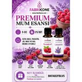 Fabrikone Premium Mum Esansı 5 cc 2'li Set - Frambuaz, Lavanta - Soya Wax, Parafin, Jel Wax ve Bal Mumu Uyumlu BKFAB2FBLV5 - Şeffaf