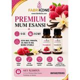 Fabrikone Premium Mum Esansı 5 cc 2'li Set - Frambuaz, Vanilya - Soya Wax, Parafin, Jel Wax ve Bal Mumu Uyumlu BKFAB2FBVN5 - Şeffaf
