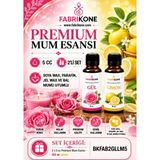 Fabrikone Premium Mum Esansı 5 cc 2'li Set - Gül, Limon - Soya Wax, Parafin, Jel Wax ve Bal Mumu Uyumlu BKFAB2GLLM5 - Şeffaf