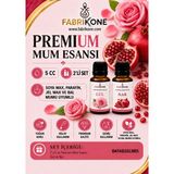 Fabrikone Premium Mum Esansı 5 cc 2'li Set - Gül, Nar - Soya Wax, Parafin, Jel Wax ve Bal Mumu Uyumlu BKFAB2GLNR5 - Şeffaf