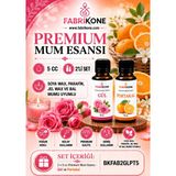 Fabrikone Premium Mum Esansı 5 cc 2'li Set - Gül, Portakal - Soya Wax, Parafin, Jel Wax ve Bal Mumu Uyumlu BKFAB2GLPT5 - Şeffaf