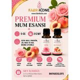 Fabrikone Premium Mum Esansı 5 cc 2'li Set - Gül, Şeftali - Soya Wax, Parafin, Jel Wax ve Bal Mumu Uyumlu BKFAB2GLSF5 - Şeffaf