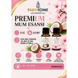 Fabrikone Premium Mum Esansı 5 cc 2'li Set - Hindistan Cevizi, Japon Kirazı - Soya Wax, Parafin, Jel Wax ve Bal Mumu Uyumlu BKFAB2HCJK5 - Şeffaf