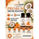 Fabrikone Premium Mum Esansı 5 cc 2'li Set - Hindistan Cevizi, Mandalina - Soya Wax, Parafin, Jel Wax ve Bal Mumu Uyumlu BKFAB2HCMN5 - Şeffaf