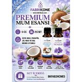 Fabrikone Premium Mum Esansı 5 cc 2'li Set - Hindistan Cevizi, Menekşe - Soya Wax, Parafin, Jel Wax ve Bal Mumu Uyumlu BKFAB2HCME5 - Şeffaf