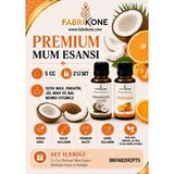 Fabrikone Premium Mum Esansı 5 cc 2'li Set - Hindistan Cevizi, Portakal - Soya Wax, Parafin, Jel Wax ve Bal Mumu Uyumlu BKFAB2HCPT5 - Şeffaf
