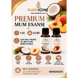 Fabrikone Premium Mum Esansı 5 cc 2'li Set - Hindistan Cevizi, Şeftali - Soya Wax, Parafin, Jel Wax ve Bal Mumu Uyumlu BKFAB2HCSF5 - Şeffaf