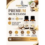 Fabrikone Premium Mum Esansı 5 cc 2'li Set - Hindistan Cevizi, Vanilya - Soya Wax, Parafin, Jel Wax ve Bal Mumu Uyumlu BKFAB2HCVN5 - Şeffaf