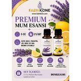 Fabrikone Premium Mum Esansı 5 cc 2'li Set - Lavanta, Limon - Soya Wax, Parafin, Jel Wax ve Bal Mumu Uyumlu BKFAB2LVLM5 - Şeffaf