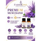 Fabrikone Premium Mum Esansı 5 cc 2'li Set - Lavanta, Menekşe - Soya Wax, Parafin, Jel Wax ve Bal Mumu Uyumlu BKFAB2LVME5 - Şeffaf