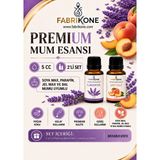 Fabrikone Premium Mum Esansı 5 cc 2'li Set - Lavanta, Şeftali - Soya Wax, Parafin, Jel Wax ve Bal Mumu Uyumlu BKFAB2LVSF5 - Şeffaf