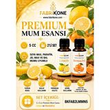 Fabrikone Premium Mum Esansı 5 cc 2'li Set - Limon, Mandalina - Soya Wax, Parafin, Jel Wax ve Bal Mumu Uyumlu BKFAB2LMMN5 - Şeffaf