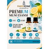 Fabrikone Premium Mum Esansı 5 cc 2'li Set - Limon, Okyanus - Soya Wax, Parafin, Jel Wax ve Bal Mumu Uyumlu BKFAB2LMOK5 - Şeffaf