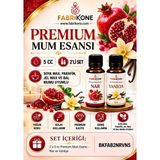 Fabrikone Premium Mum Esansı 5 cc 2'li Set - Nar, Vanilya - Soya Wax, Parafin, Jel Wax ve Bal Mumu Uyumlu BKFAB2NRVN5 - Şeffaf