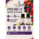 Fabrikone Premium Mum Esansı 5 cc 2'li Set - Orman Meyvesi, Vanilya - Soya Wax, Parafin, Jel Wax ve Bal Mumu Uyumlu BKFAB2OMVN5 - Şeffaf