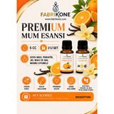 Fabrikone Premium Mum Esansı 5 cc 2'li Set - Portakal, Vanilya - Soya Wax, Parafin, Jel Wax ve Bal Mumu Uyumlu BKFAB2PTVN5 - Şeffaf