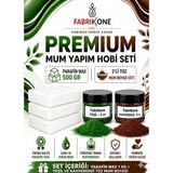 Fabrikone Premium Mum Yapım Hobi Seti - Parafin Wax 1 kg - 2'li Toz Mum Boyası Seti - Yeşil, Kahverengi BKFABPW1KG2YKH - Şeffaf - 3'lü Set