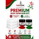 Fabrikone Premium Mum Yapım Hobi Seti - Parafin Wax 250 gr - 2'li Toz Mum Boyası Seti - Kırmızı, Yeşil BKFABPW2502KY - Şeffaf - 3'lü Set