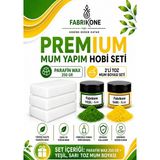 Fabrikone Premium Mum Yapım Hobi Seti - Parafin Wax 250 gr - 2'li Toz Mum Boyası Seti - Yeşil, Sarı BKFABPW2502YSR - Şeffaf - 3'lü Set