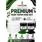 Fabrikone Premium Mum Yapım Hobi Seti - Parafin Wax 500 gr - 2'li Toz Mum Boyası Seti - Yeşil, Siyah BKFABPW5002YS - Şeffaf - 3'lü Set