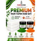 Fabrikone Premium Mum Yapım Hobi Seti - Parafin Wax 500 gr - 2'li Toz Mum Boyası Seti - Yeşil, Turuncu BKFABPW5002YT - Şeffaf - 3'lü Set