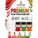 Fabrikone Premium Mum Yapım Hobi Seti - Parafin Wax 500 gr - 3'lü Toz Mum Boyası Seti - Kırmızı, Yeşil, Turuncu BKFABPW5003KYT - Şeffaf - 4'lü Set