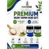 Fabrikone Premium Mum Yapım Hobi Seti - Soya Wax 250 gr - 2'li Toz Mum Boyası Seti - Mavi, Yeşil BKFABSW2502MY - Şeffaf - 3'lü Set