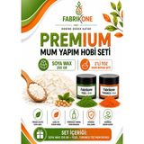 Fabrikone Premium Mum Yapım Hobi Seti - Soya Wax 250 gr - 2'li Toz Mum Boyası Seti - Yeşil, Turuncu BKFABSW2502YT - Şeffaf - 3'lü Set