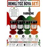 Fabrikone Toz Mum Boyası Seti 10 cc 4’lü – Soya & Parafin Wax Için – Kırmızı, Siyah, Yeşil, Turuncu BKFAB4KSYT10G - Şeffaf - 4'lü Set