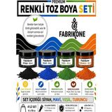 Fabrikone Toz Mum Boyası Seti 10 cc 4’lü – Soya & Parafin Wax Için – Siyah, Mavi, Yeşil, Turuncu BKFAB4SMYT10G - Şeffaf - 4'lü Set