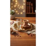 Fabriona 12’lı Köşeleri Dalgalı Mini Papatyalı Paslanmaz Çelik Çay Kahve Nişan Sunum Tepsi Gold Gümüş 24X24CM - Altın