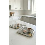Fabriona Parlak Gümüş/gold Renk 2’li Lüx Kelebek Detaylı Tepsi 22X22 cm – Çay Kahve ve Söz Nişan Tepsisi
