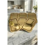 Fabriona Parlak Gümüş/gold Renk 6’lı Lüx Kısa Baton Tepsi 14X24 cm – Çay Kahve ve Söz Nişan Tepsisi